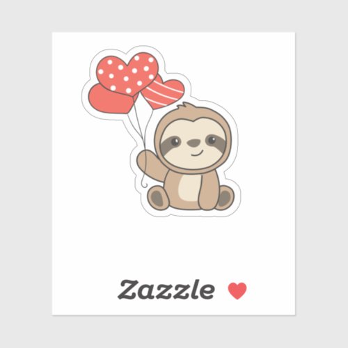 Sloth Cute Animals With Hearts Favorite Animal Sticker