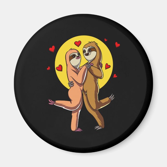 Sloth Cute Couple Valentines Day Animal Magnet (Front)