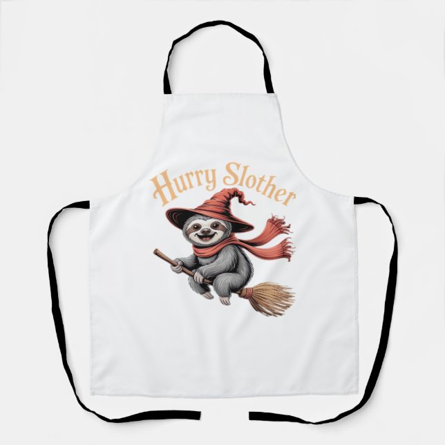 Sloth Cute Halloween Witch Funny Essential T-Shirt Apron (Front)