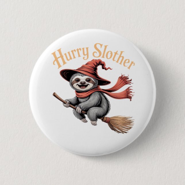 Sloth Cute Halloween Witch Funny Essential T-Shirt Button (Front)