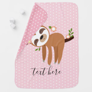 sloth, cute sloth, animal illustration baby blanket