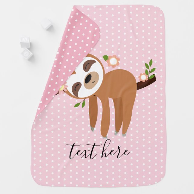 sloth, cute sloth, animal illustration baby blanket (In Situ)