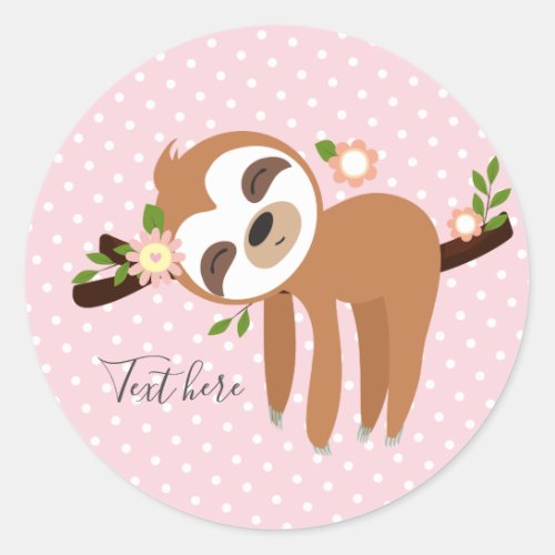 sloth cute sloth animal illustration classic round sticker