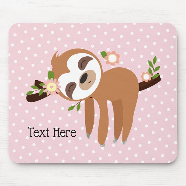 sloth, cute sloth, animal illustration mouse pad (Front)