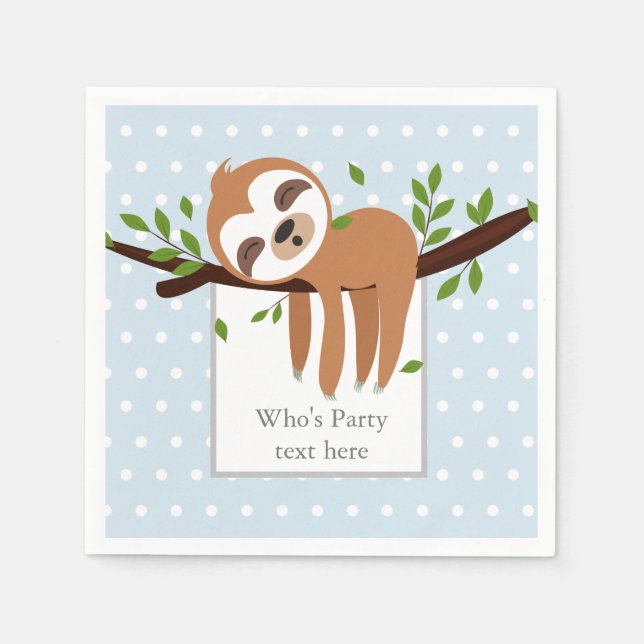 sloth, cute sloth, animal illustration napkins (Front)