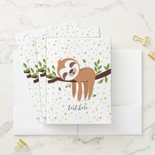 sloth, cute sloth, animal illustration pocket folder