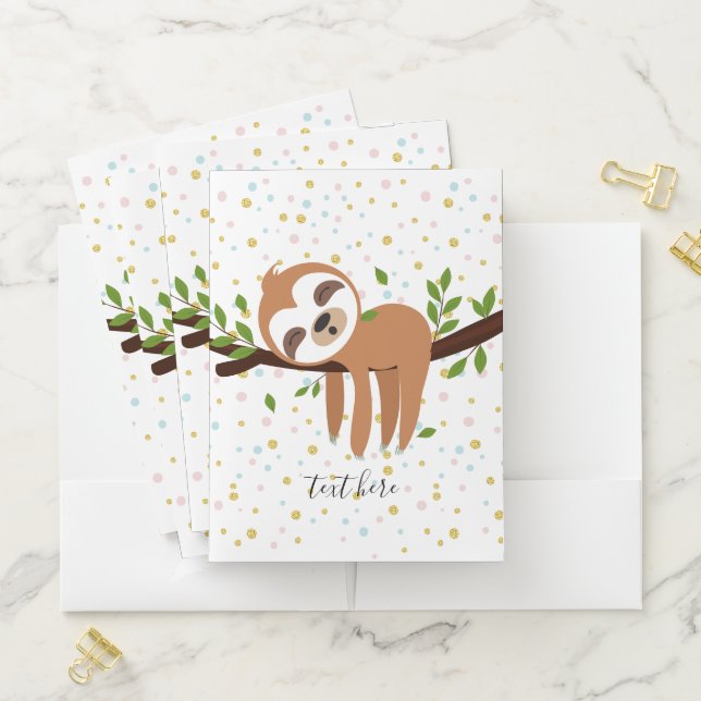 sloth, cute sloth, animal illustration pocket folder (In Situ)