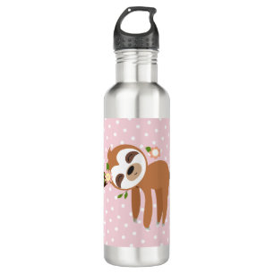 sloth, cute sloth, animal illustration stainless steel water bottle