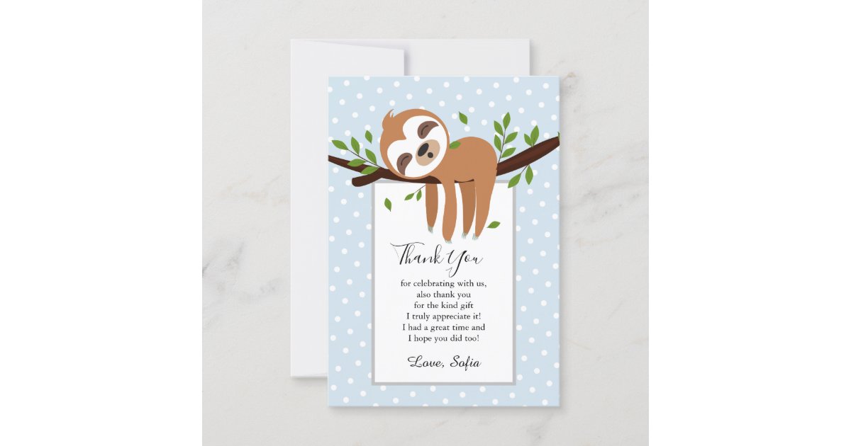sloth, cute sloth, animal illustration thank you card | Zazzle.com