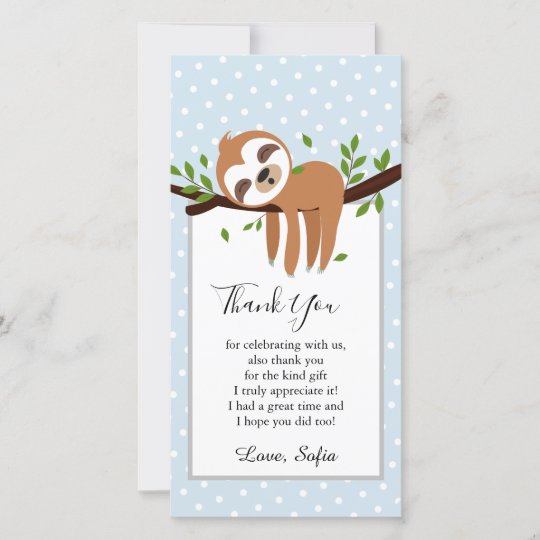 sloth, cute sloth, animal illustration thank you card | Zazzle.com