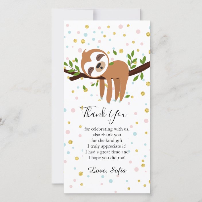 sloth, cute sloth, animal illustration thank you card | Zazzle.com