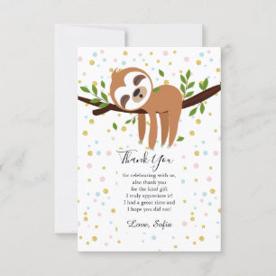sloth, cute sloth, animal illustration thank you card