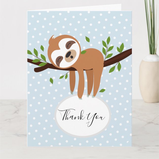 sloth, cute sloth, animal illustration thank you card (Front)