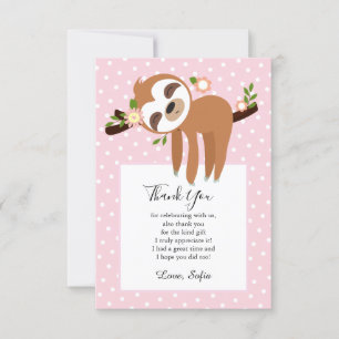 sloth, cute sloth, animal illustration thank you card