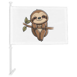 Sloth Cute Sloth Cute Cartoon  Car Flag