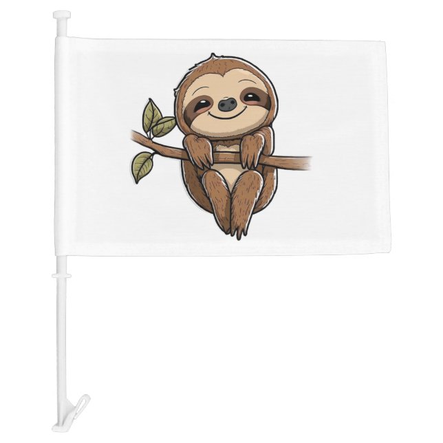 Sloth Cute Sloth Cute Cartoon  Car Flag (Front)