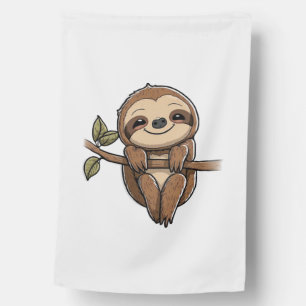 Sloth Cute Sloth Cute Cartoon House Flag