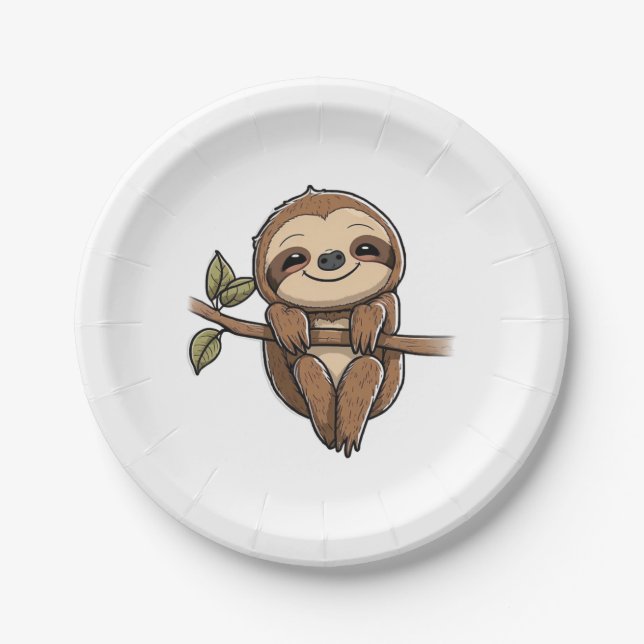 Sloth Cute Sloth Cute Cartoon  Paper Plates (Front)