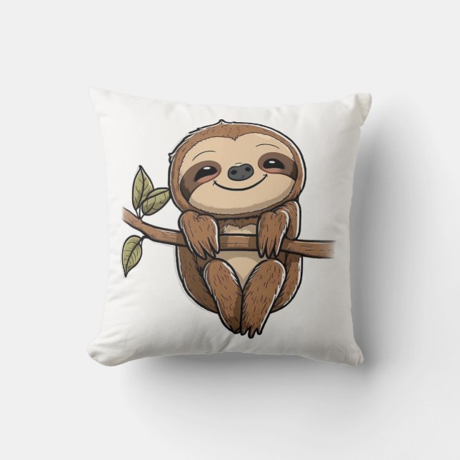 Sloth Cute Sloth Cute Cartoon  Throw Pillow (Front)