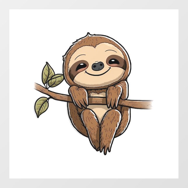 Sloth Cute Sloth Cute Cartoon  Wall Decal (Front)