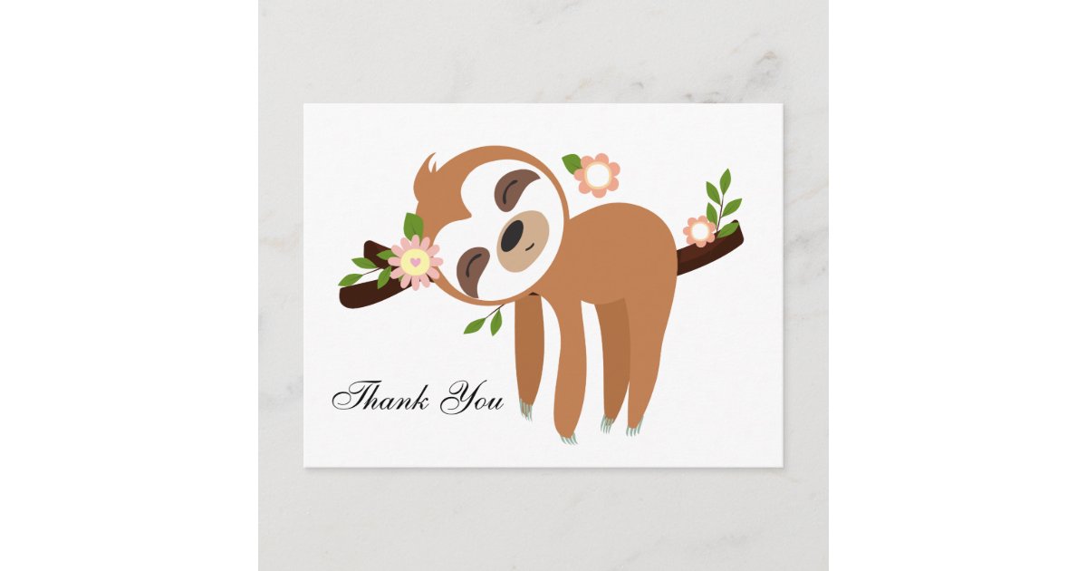 sloth, cute thank you card | Zazzle.com