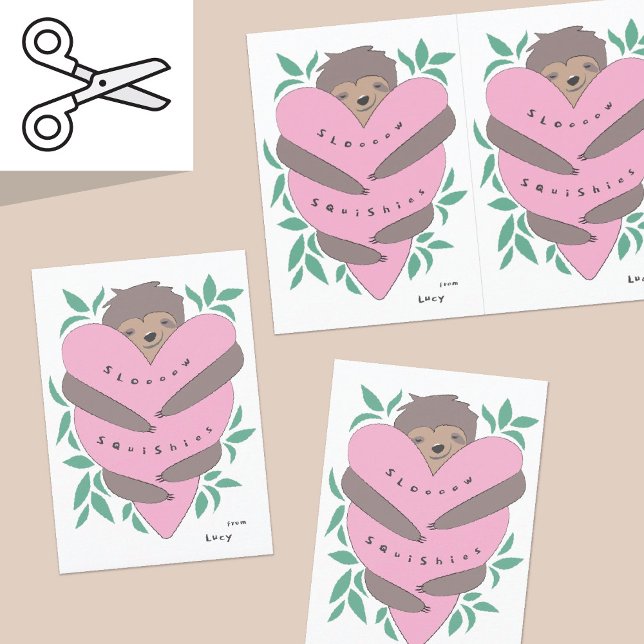 Sloth Cuttable Valentine Cards | Bubblegum Pink (Creator Uploaded)