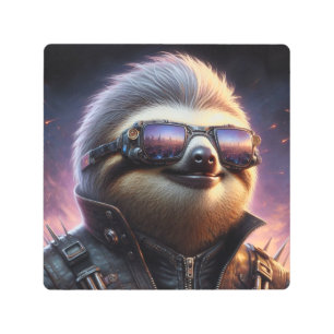 Sloth Cyberpunk Metal Print