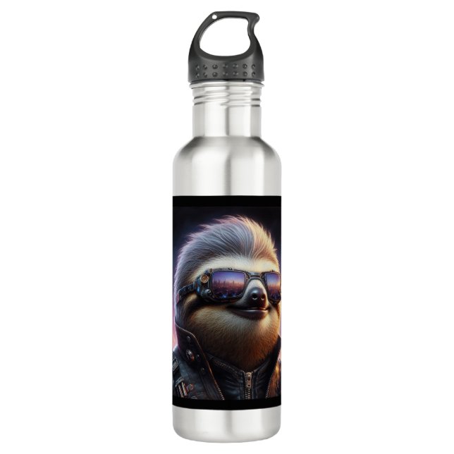 Sloth Cyberpunk Stainless Steel Water Bottle (Front)