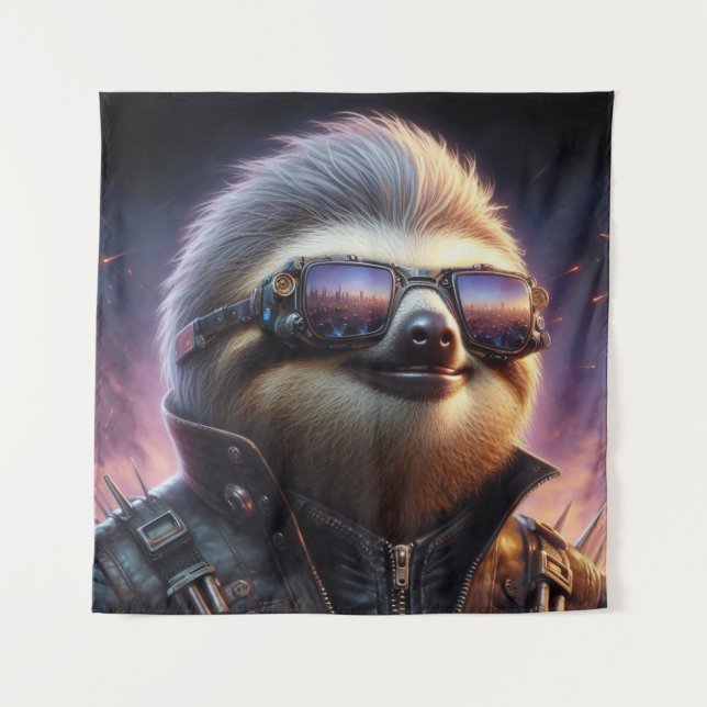 Sloth Cyberpunk Tapestry (Front)