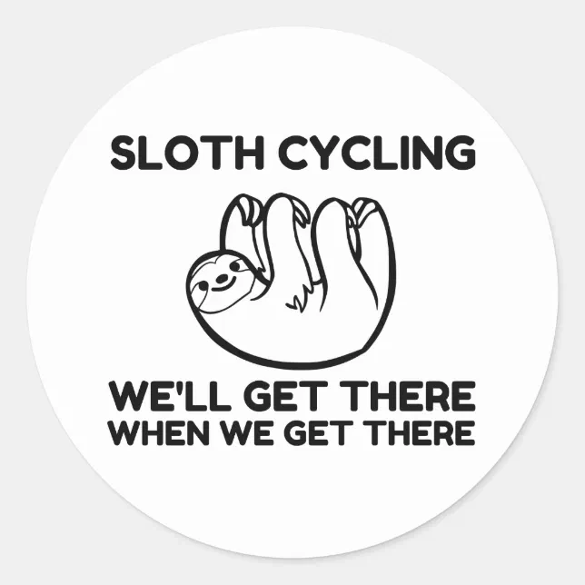 Sloth Cycling Classic Round Sticker Zazzle