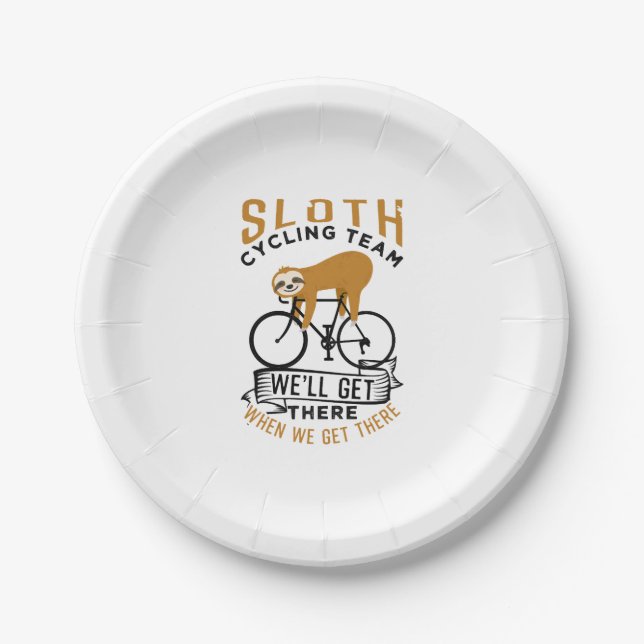 Sloth Cycling Team   Paper Plates (Front)