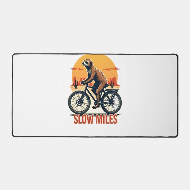 Sloth Cycling Vintage Adventure Mountain Ride Desk Mat (Front)