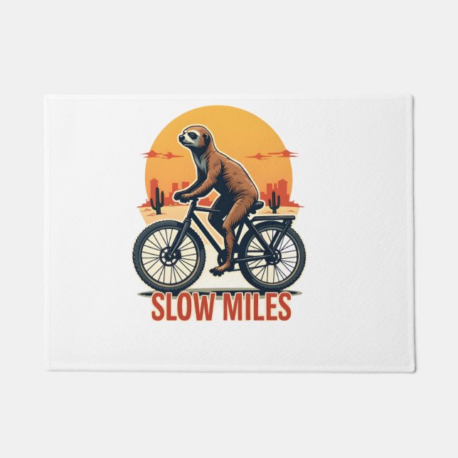 Sloth Cycling Vintage Adventure Mountain Ride Doormat (Front)