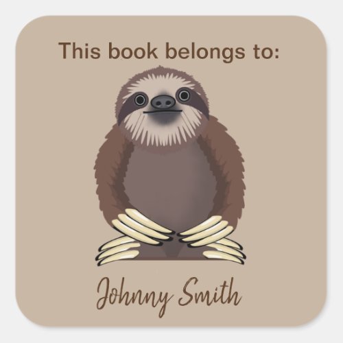 Sloth Design Bookplate Sticker