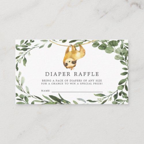 Sloth Diaper Raffle Baby Shower Card