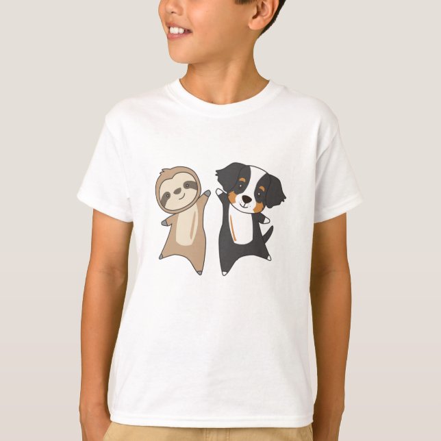 Sloth Dog Bernese Mountain Dog Cute Animals T-Shirt (Front)