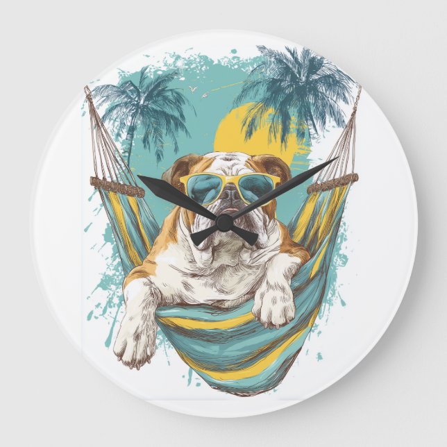 Sloth Dog � Lazy Funny Pup Large Clock (Front)