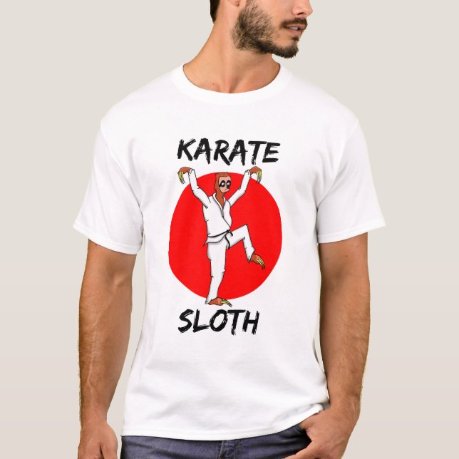 Sloth Doing Karate Japan Flag T-Shirt (Front)
