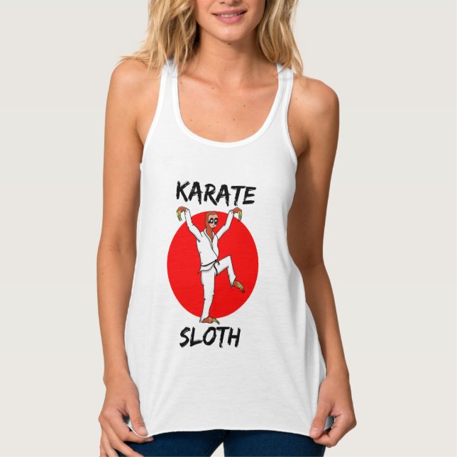 Sloth Doing Karate Japan Flag Tank Top (Front)