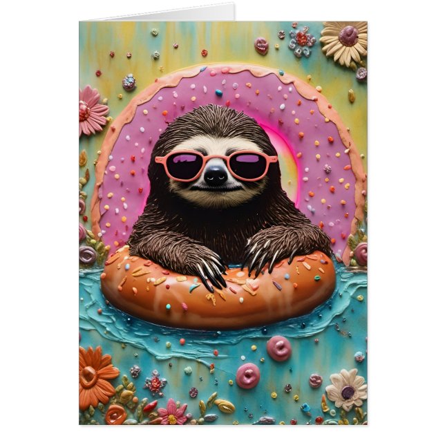 Sloth Donut All Occasion Blank Greeting Card (Front)