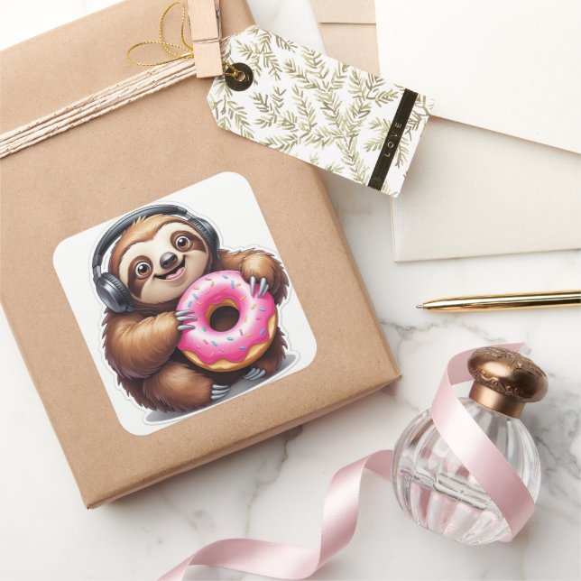 Sloth & Donut Chill Mode Square Sticker (Gifting)
