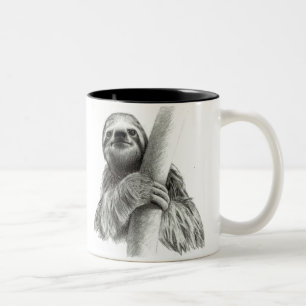 Sloth drawing background  Two-Tone coffee mug