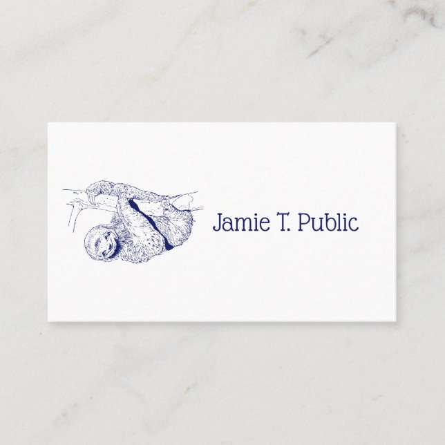 Sloth Drawing Lithograph #1 Blue Business Card (Front)