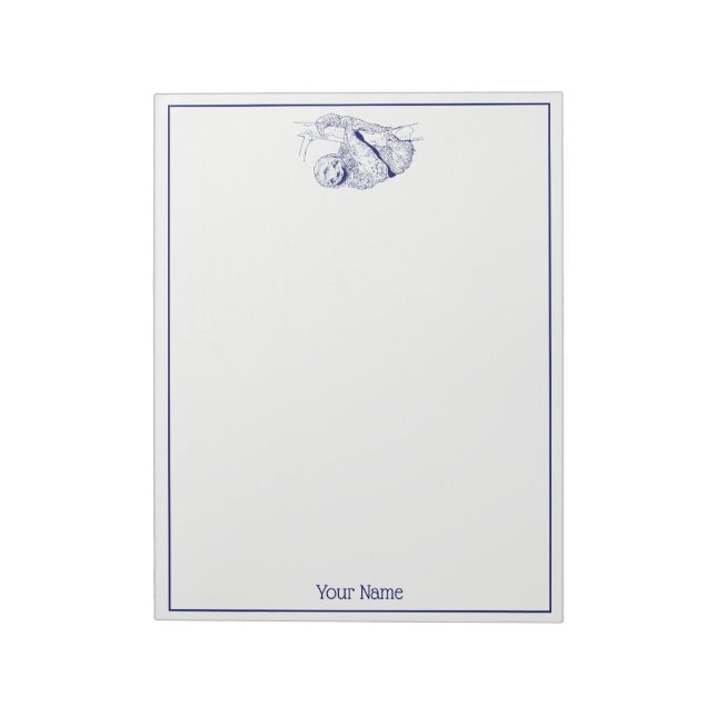 Sloth Drawing Lithograph #1 Blue Notepad (Rotated)