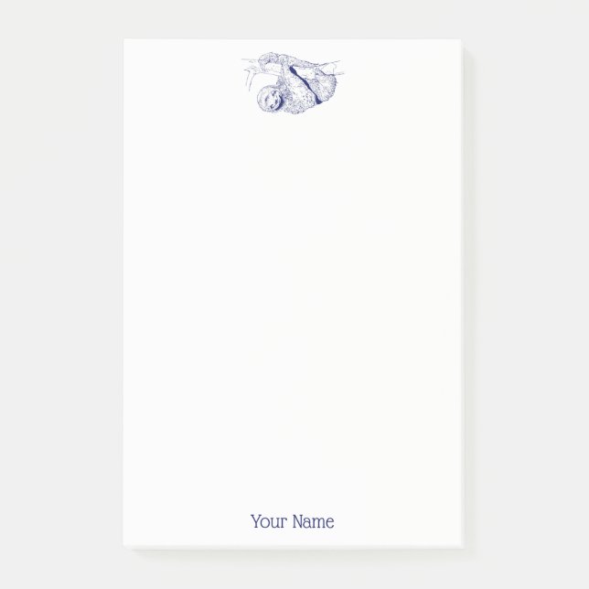 Sloth Drawing Lithograph #1 Blue Post-it Notes (Front)