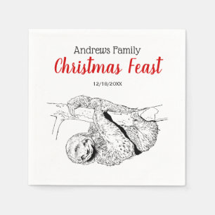 Sloth Drawing Lithograph #1 Napkins