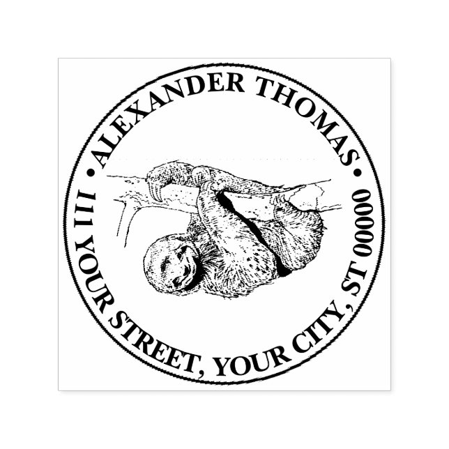 Sloth Drawing Lithograph #1 Self-inking Stamp (Design)