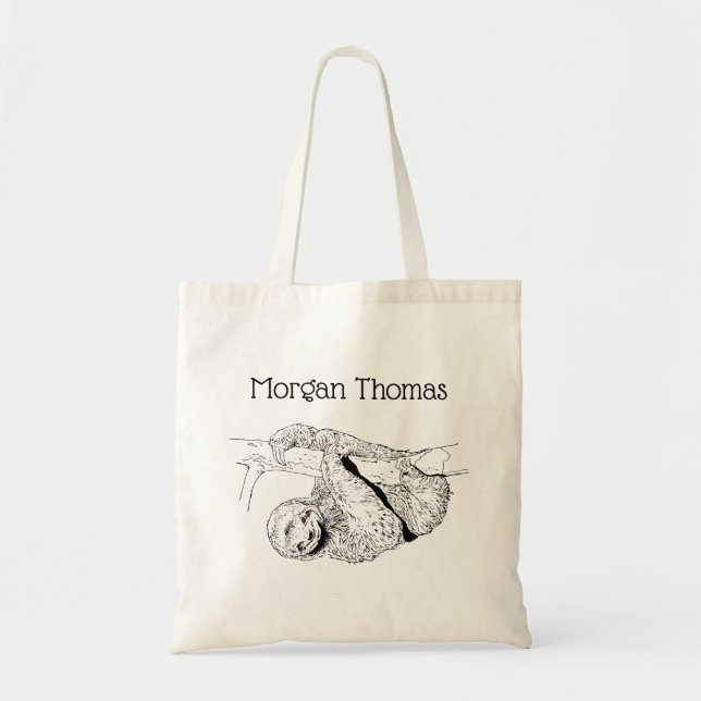 Sloth Drawing Lithograph #1 Tote Bag (Front)