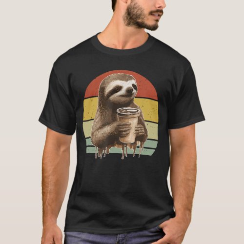 Sloth Drinking Coffee Funny Sloths And Coffee Love T_Shirt