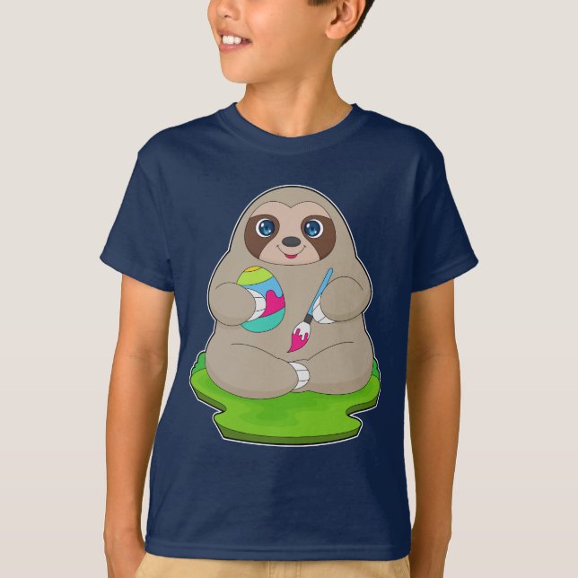 Sloth Easter Easter egg Painting T-Shirt (Front)